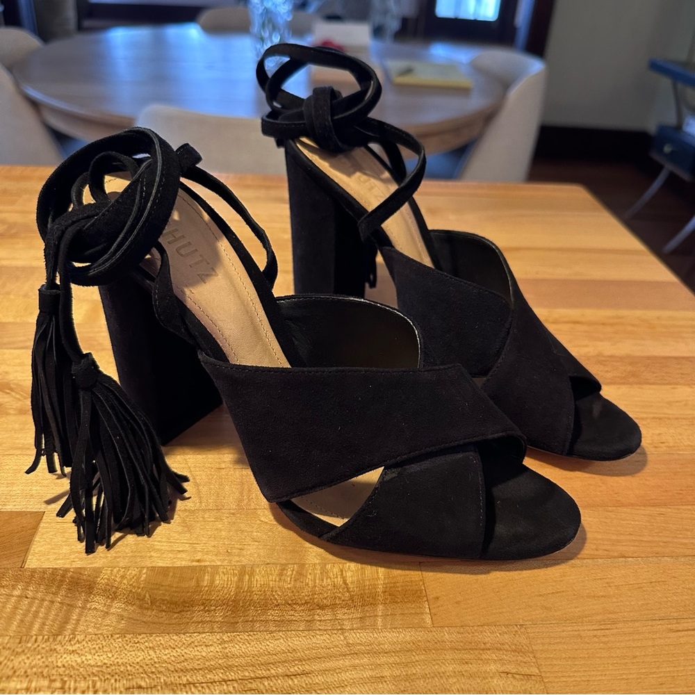 Black Suede Schutz Heels